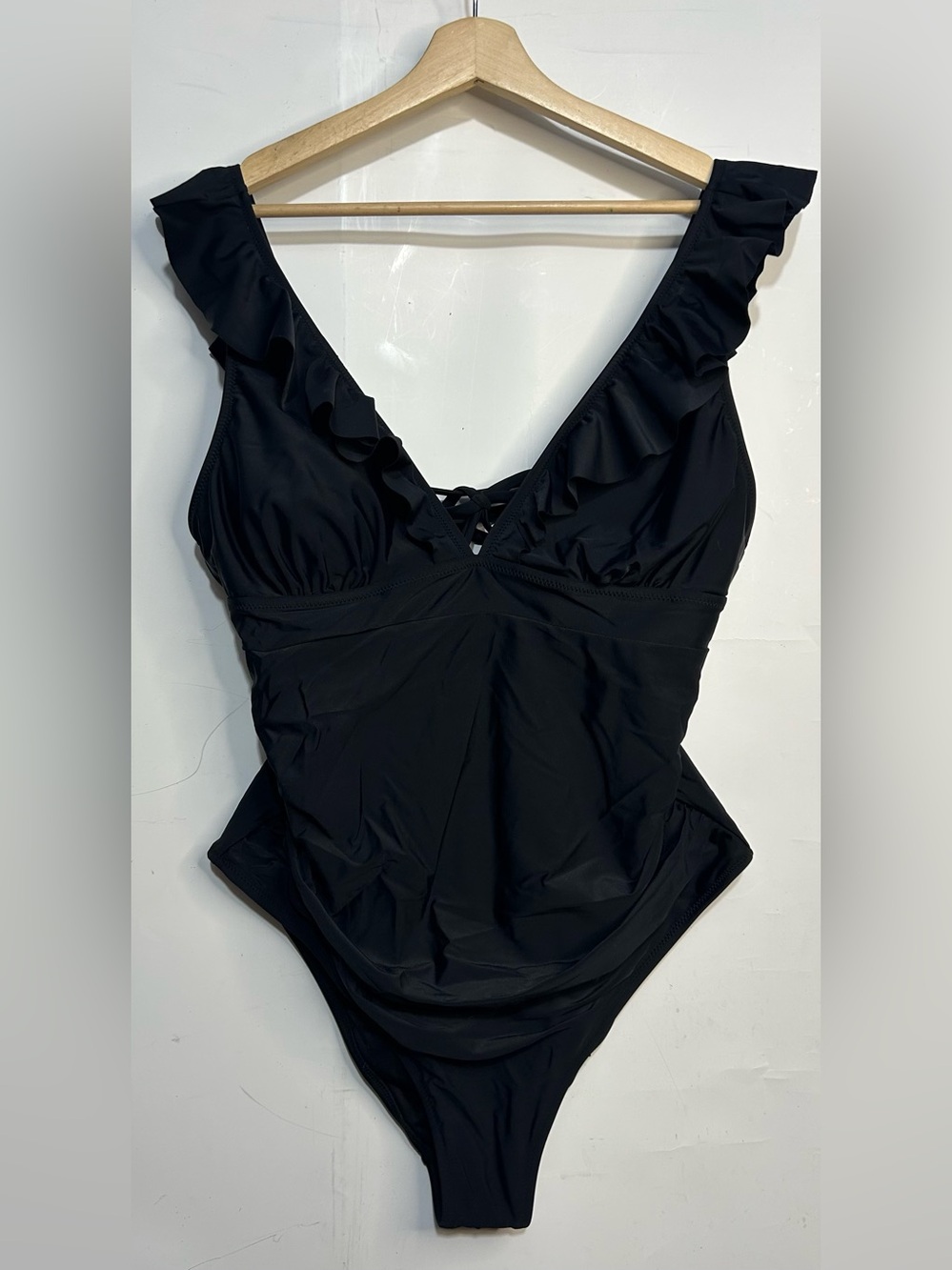 5 for $25🔥Black Fringe Shoulder Open Back One Piece Swimsuit XXL- NWOT